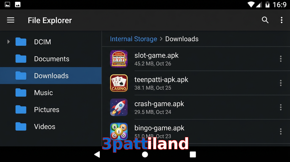 Main screen of 3Pattiland gameapk page for PK players